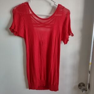 August Silk Red Short Sleeve Top
